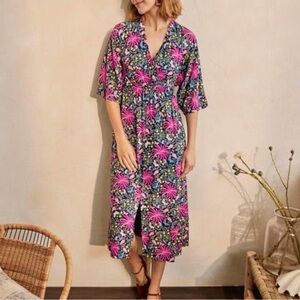 Boden "Betsy" midi dress in Tropical Charm colorway - short sleeve